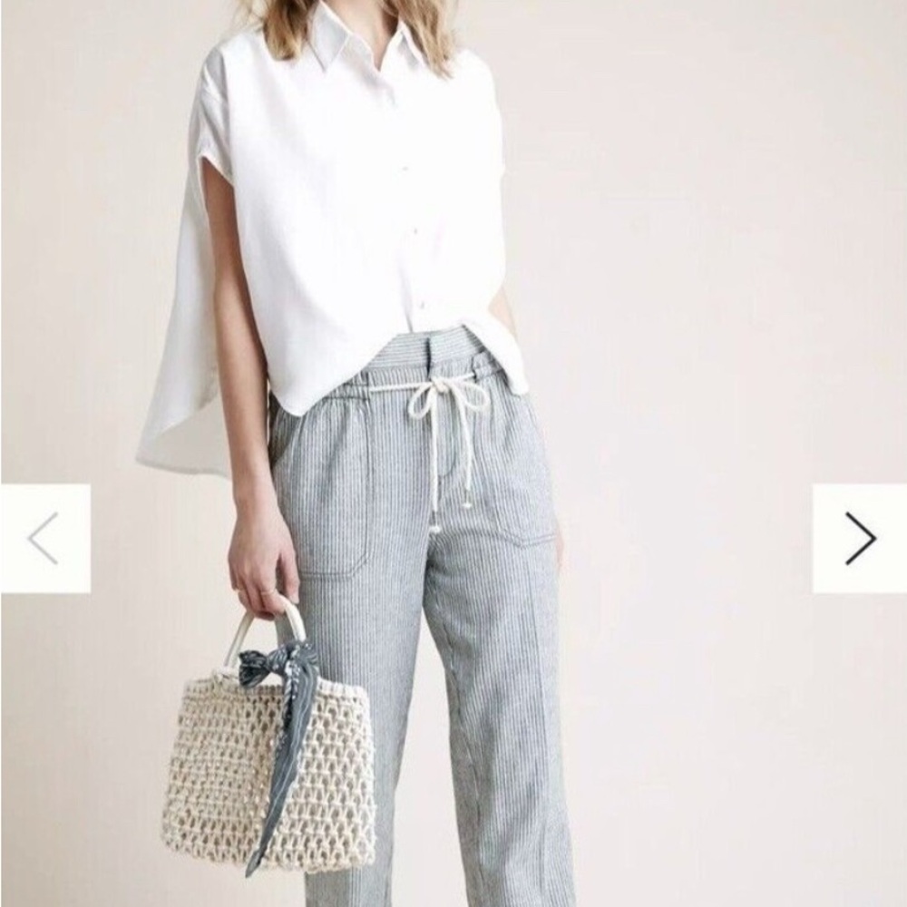 Anthropologie - Seashore Striped Pants Coastal Rope Belt